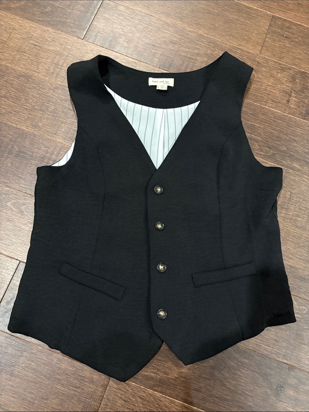 Faith and Joy Black Women's Button Front Vest